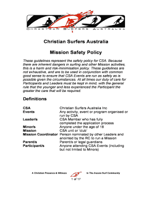 Christian Surfers Australia Mission Safety Policy - christiansurfers org