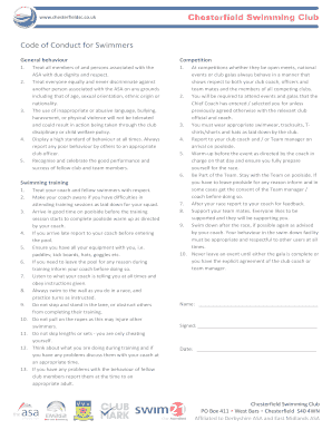 Internal audit report of manufacturing company pdf - Code of Conduct for Swimmers - Chesterfield Swimming Club - chesterfieldsc co