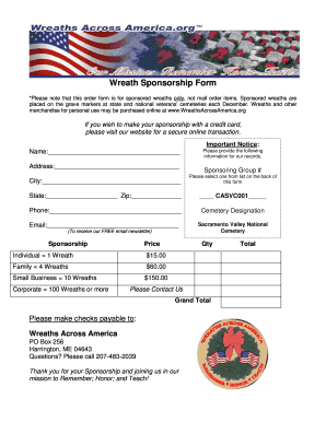 Wreath Sponsorship Form - ammvsacvalleycom