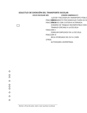 School Transportation Exemption Request