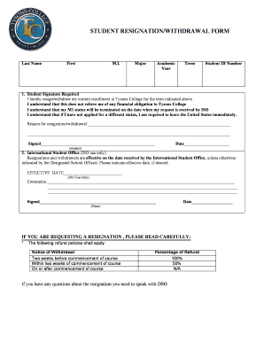 STUDENT RESIGNATION/WITHDRAWAL FORM Last Name First M - ti