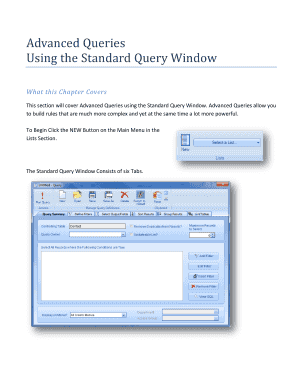 Fillable Online Advanced Queries Using the Standard Query ...