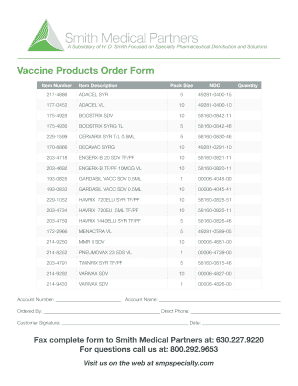 Vaccine Products Order Form
