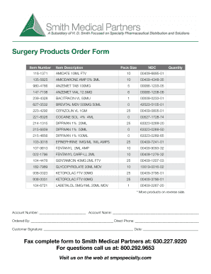 Surgery Products Order Form