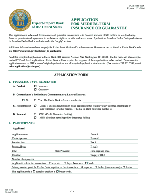 Application for medium-term insurance or guarantee - SBEA - sbea