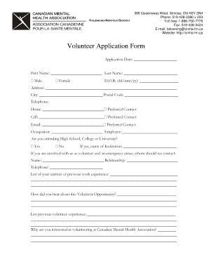 Volunteer Application Form - Canadian Mental Health - hn cmha