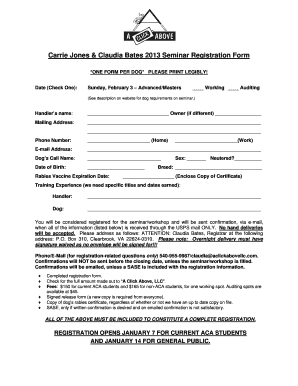 Seminar feedback form template - Jones-Bates Seminar Reg Form 2013 - A Click Above LLC