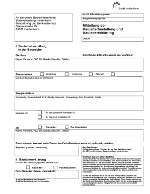 Bauleiterbestellung and Bauleitererklärung