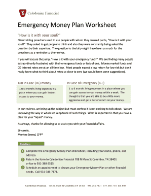 Fillable Online Emergency Plan Worksheet Edited Caledonian Financial Fillable Online Emergency Plan Worksheet Edited Caledonian Financial