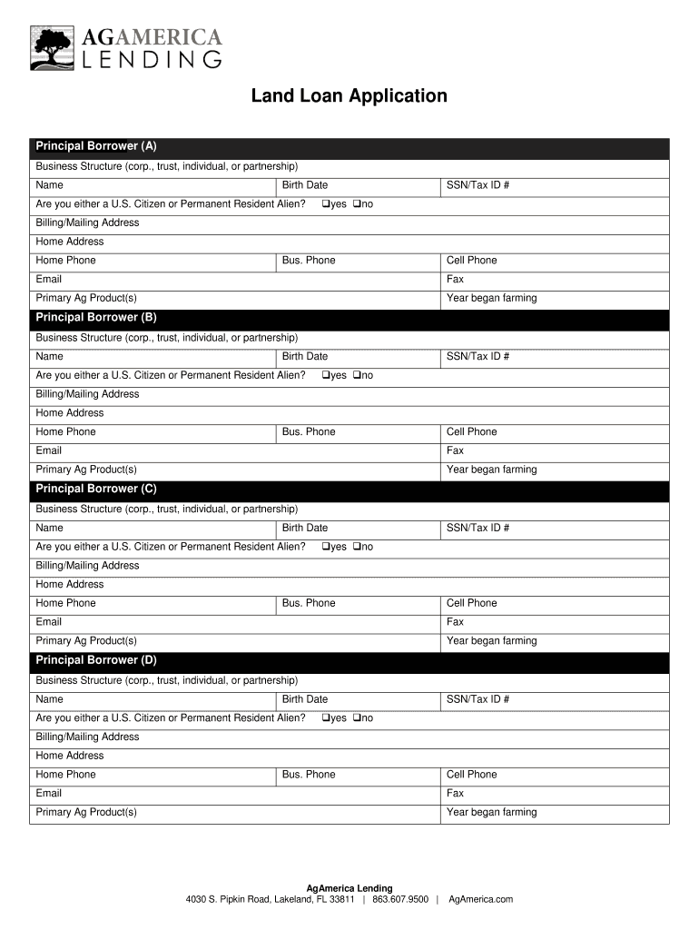 agamerica land loan appclication Preview on Page 1