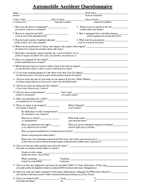 Automobile Accident Questionnaire - Hartford Orthopedic Medicine