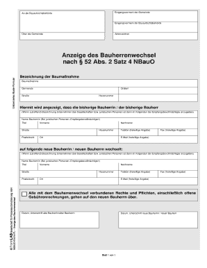 Bauherrenwechsel Anzeige Form