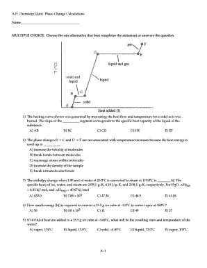 AP Chemistry Quiz Phase Change Calculations MULTIPLE