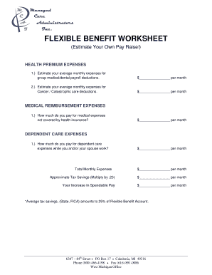 Fillable Online FLEXIBLE BENEFIT WORKSHEET - bbenefitsthatfitbbcomb Fax ...