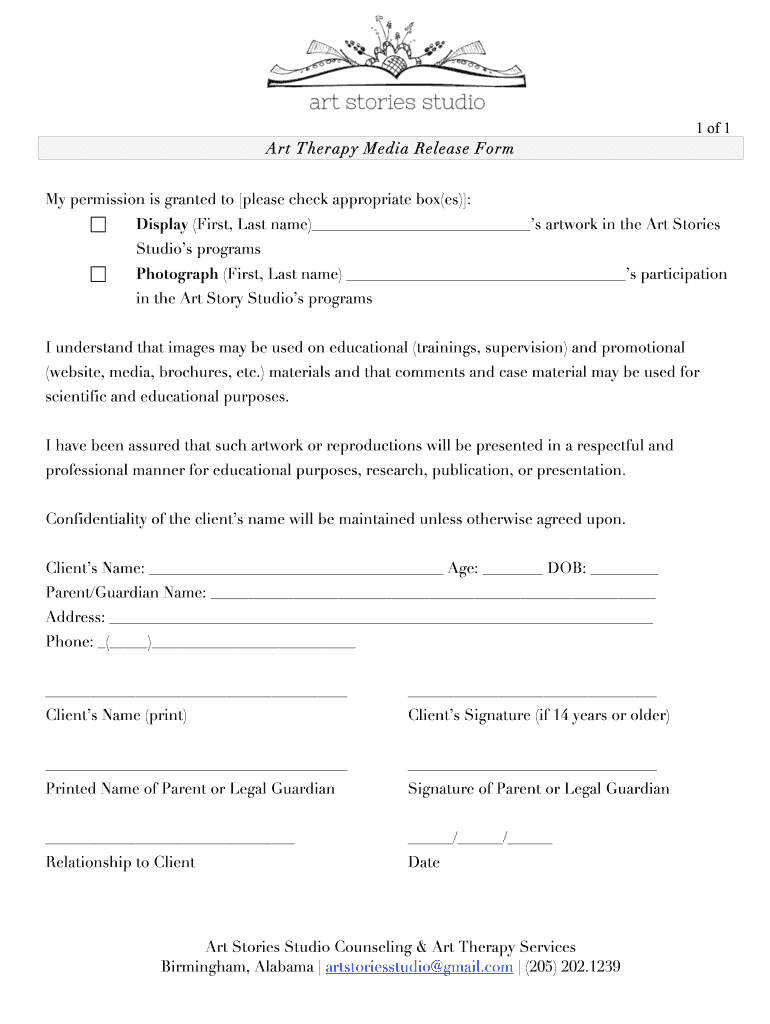 artist consent form Preview on Page 1