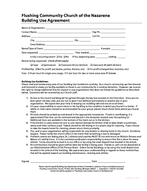 Flushing Community Church of the Nazarene Building Use Agreement - flushingcommunity