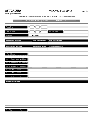 NY TOP LIMO WEDDING CONTRACT Page 1 of 3 wwwnytoplimo