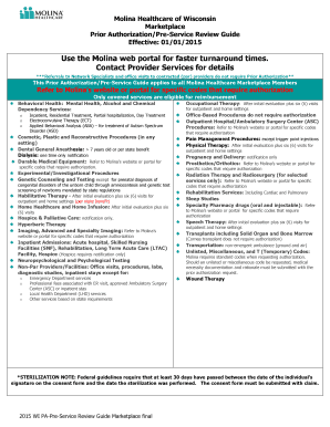 Fillable Online 2017 Marketplace Prior Authorization Guide - Molina ...