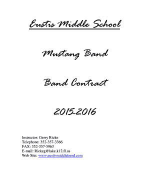 Eustis Middle School Mustang Band Band Contract