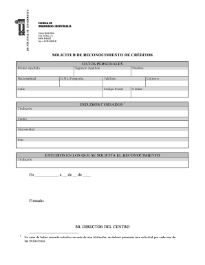 Solicitud de reconocimiento de cr ditos datos personales estudios ...
