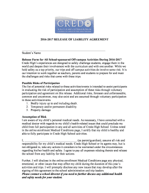 Credo Release Agreement 2016-17doc - credohigh