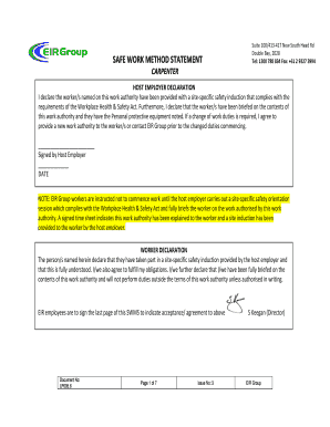 SAFE WORK METHOD STATEMENT Tel CARPENTER