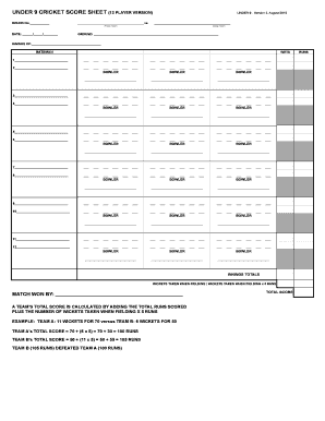 UNDER 9 CRICKET SCORE SHEET (12 PLAYER VERSION) - NSJCA - nsjca asn