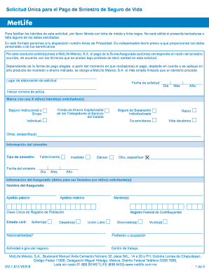 MetLife Mexico Life Insurance Claim Form
