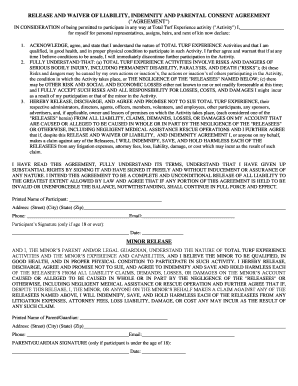 RELEASE AND WAIVER OF LIABILITY, INDEMNITY AND PARENTAL CONSENT AGREEMENT ( &quot