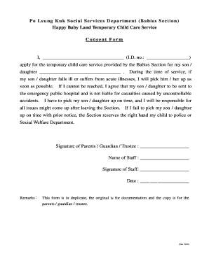 Baby momma application - Happy Baby Land Temporary Child Care Service Consent Form I - family poleungkuk org