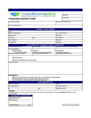 FRANCHISE REQUEST FORM - Medicare Plus Inc