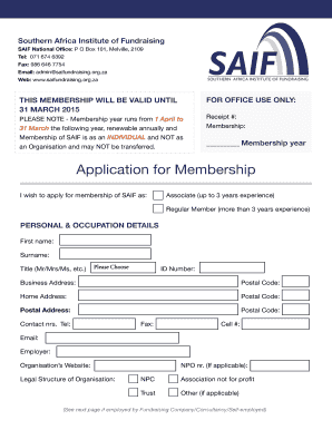 To download the Membership Application Form - the Southern Africa ... - saifundraising org