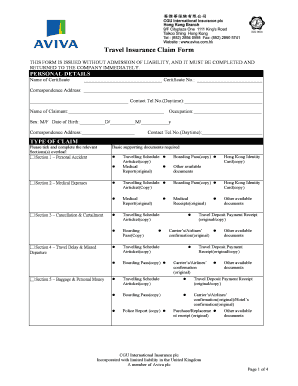 Travel Claims Form - bAPEXINSURANCEb