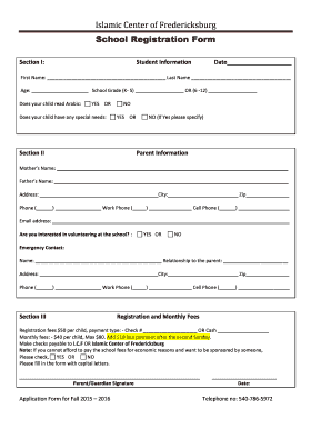 School Registration Form - bislamiccfbborgb