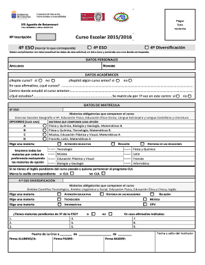 4th ESO Enrollment Form