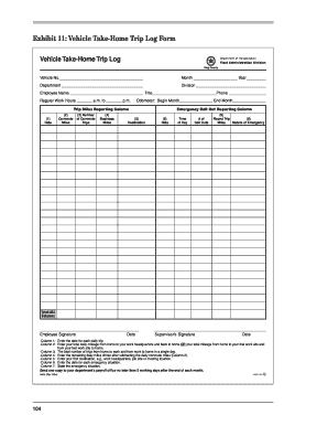 Exhibit 11 Vehicle Take-Home Trip Log Form - kingcounty