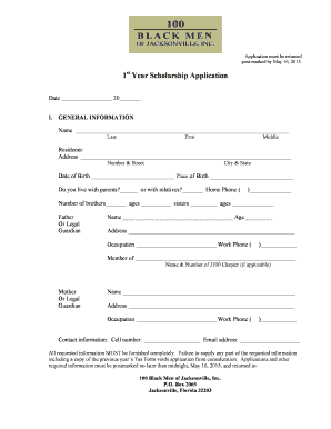 1 Year Scholarship Application - 100 Black Men of