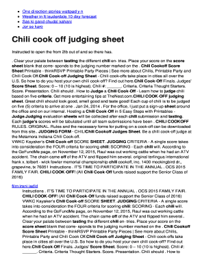 chili cook off judging sheet funny