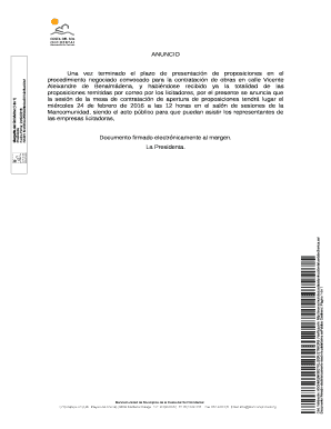 ANUNCIO Una vez terminado el plazo de presentacin de