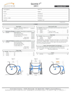 Fillable Online sunrisemedical Quickie 7R - Adjustable Order Form ...