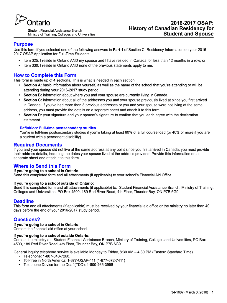 history of canadian residency for student and spouse Preview on Page 1