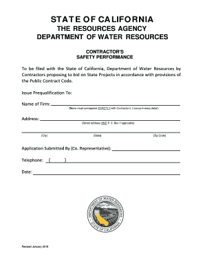 California Contractor Safety Prequalification Form