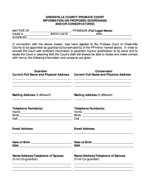 Greenville County Guardianship Application