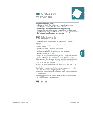 RGE(7) 1/15/99 11:16 AM Page 129 RGE Selection Guide and Product Data This section has two parts: A Selection Guide that walks you through the process of selecting the correct RGE device for a circuit - dart