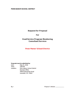 Consulting proposal sample pdf - RFP School Lunch Consultant 20160422 - Penn Manor School District