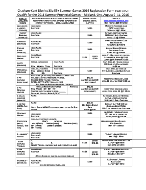 August 9 11, 2016 APRIL TO JUNE, 2016 EVENTS NOTE: OTHER EVENTS NOT DETAILED IN THE FOLLOWING REGISTRATION FORM MAY BE OFFERED DEPENDING ON INTEREST EXPRESSED