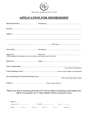 Application For Membership - 2007 - hiltonpark