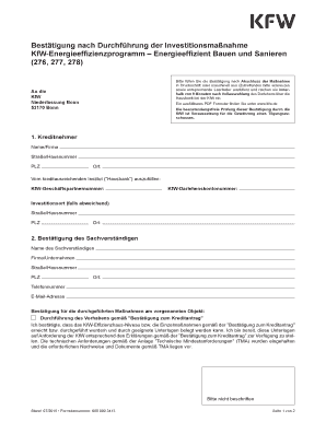 Besttigung nach Durchfhrung der Investitionsmanahme KfW