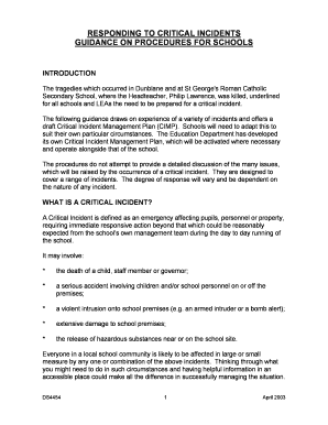 Responding to critical incidents guidance on procedures for schools - turnditchprimary org