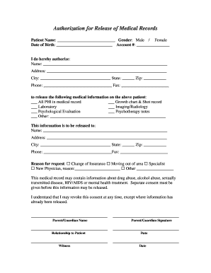 Girls height weight chart - Authorization for Release of Medical Records - bwolffcenterbbcomb